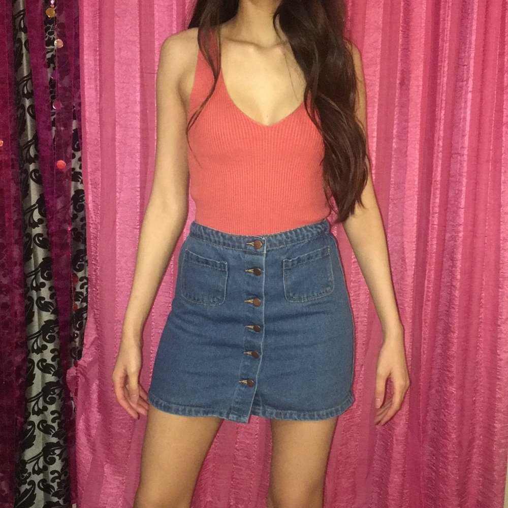 Denim button down skirt cute new